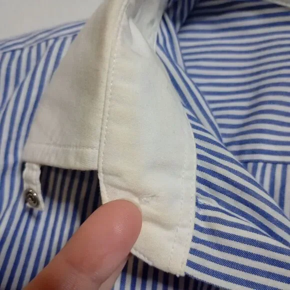 Liberty of London Shirt Mens 15.5 32/33 Blue Stripe Button Up Oxford Casual